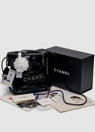 Chanel black quilted calfskin mini 22 bag silver hardware