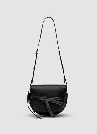 Loewe gate small leather and jacquard shoulder bag black