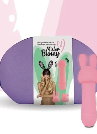 Міні-вібратор feelztoys mister bunny pink з двома насадками