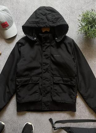 Чоловіча чорна влагостійка демісезонна куртка carhartt оригінал розмір s технологія cordura