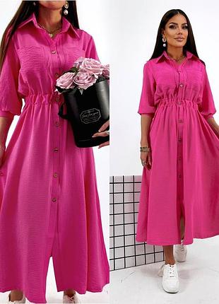 Сукня-сорочка максі довжини креп-жатка2 фото
