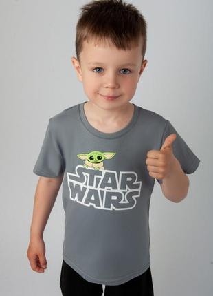 Детская футболка стрейчевая, хлопковая легкая футболка звездные войны, йода, star wars4 фото
