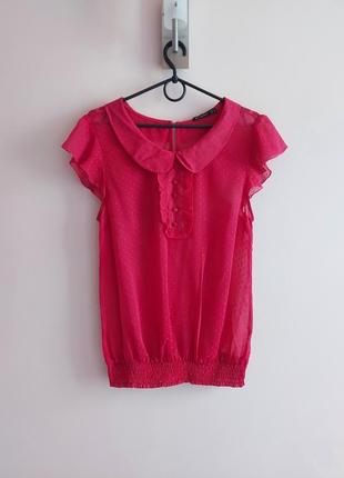 Розовая блуза в стиле ретро круглый воротничок рукава-воланы аtmosphere, р. 14