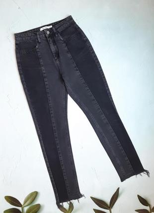 🌿1+1=3 крутые зауженные черные высокие мом mom джинсы na-kd, размер 42 - 44