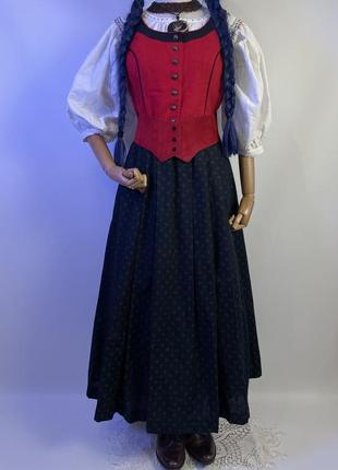 Винтажный длинный хлопковый сарафан платье макси корсет в этно стиле этническая одежда сарафан до украинского строю4 фото