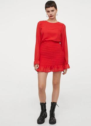 Червона сукня міні з жаткою/шифонова