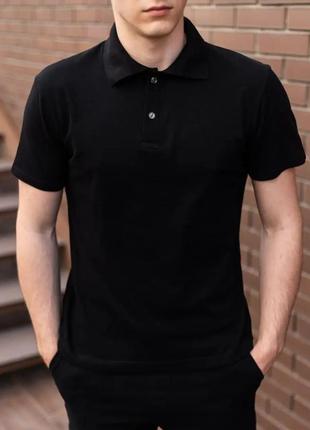 Базовая летняя повседневная футболка поло черная