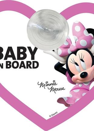 Наклейка на окно авто baby on board, minnie (acs201)