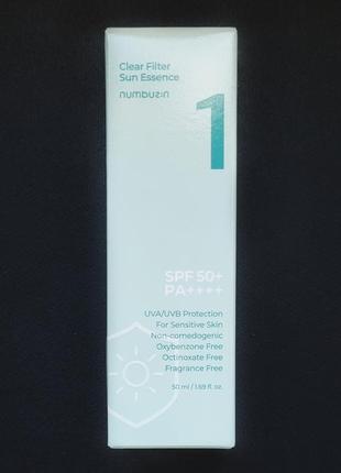 Санскрин numbuzin no.1 clear filter sun essence spf50+ pa++++ (50 мл)