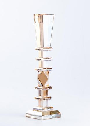 Свічник скляний 28 (см) високий квадратний геометричний класичний