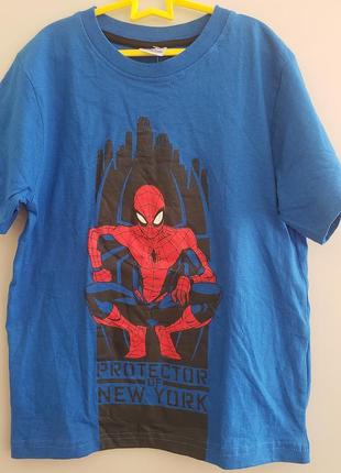 Marvel spiderman футболка мальчику 7-8л 122-128см синяя спайдермен