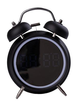 Часы настольные цифровые электронные led с будильником на батарейке аа черный (часы настольные)