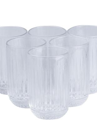 Набір склянок із товстого скла 6 штук прозорий 450 (мл) (склянки)
