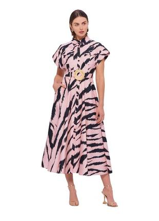Платье в стиле leo lin розовое с принтом зебра