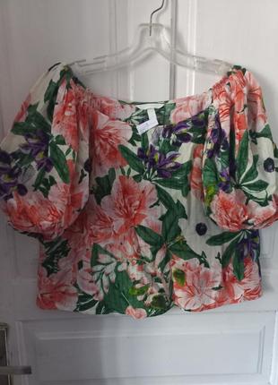 Распродажа натуральная вискозная блуза с пышными рукавами8 фото