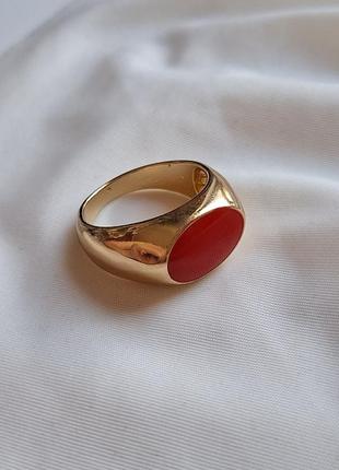 Нове кільце каблучка тренд трендове shein золотого червоного кольору перстень