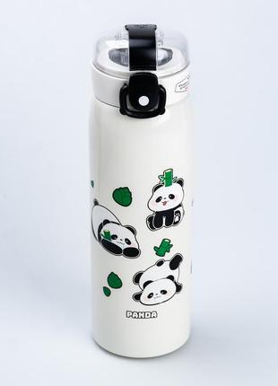 Термос для дітей 450 (мл) з трубочкою "панда" металевий до школи для хлопчика та дівчинки 22 (см) (термоси для дітей)4 фото