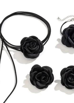 Набор украшений черная роза 🌹2 фото