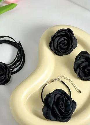 Набор украшений черная роза 🌹4 фото
