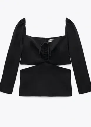 Zara льняной топ с вырезами