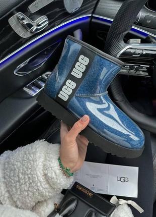 Зимові жіночі черевики ugg classic mini clear blue