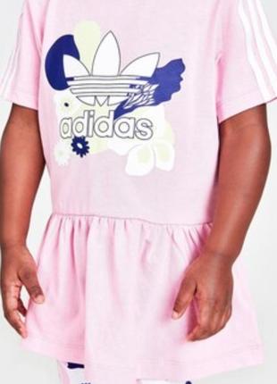 Оригинальная футболка adidas розовая с цветочной апликацией 2-3 года8 фото