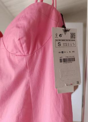 Сукня рожева міді від zara, плаття бавовняне зара5 фото