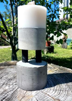 Свічка на бетоні з арматурою 19см. бетонні свічки в стилі loft.