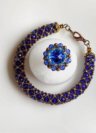 Хрустальный комплект, браслет и серьги