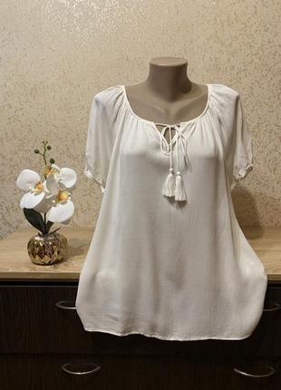 Натуральная белоснежная блузка 52-56 (8)1 фото