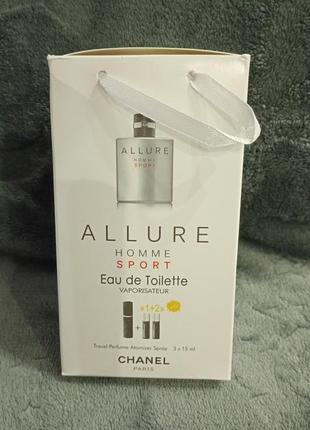 Набір міні парфуми чоловічі  chanel allure homme sport 3*15 мл.  45 ml подарунковий