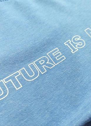 Голубая футболка с надписью future is mine от shein4 фото