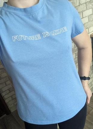 Голубая футболка с надписью future is mine от shein5 фото