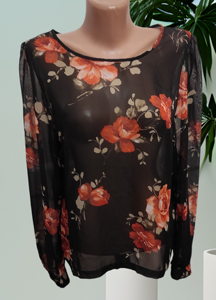 Прозрачная блузка цветочный принт e-vie