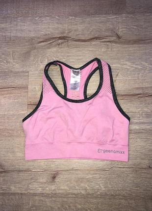 Спортивний топ 75b-80b топ для спорту рожевий сіточка в сіточку утягуючий