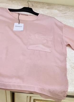Нова.блуза нюдова з стрейч шовку брендова silk made in italy nude brush blouse оригінал size 2 s (m)