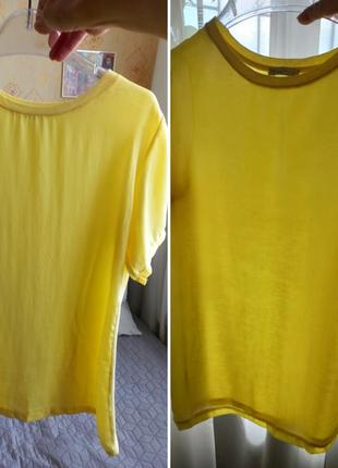 Жёлто-лимонная комбинированная футболка zara