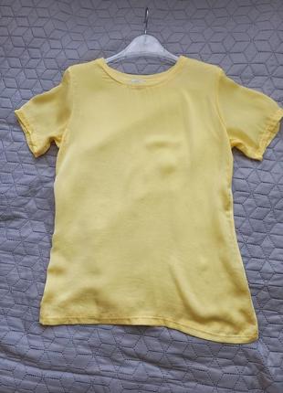 Жёлто-лимонная комбинированная футболка zara