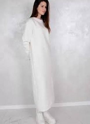 Трикотажна максі сукня біла бавовна р.s рукав 3/4 uniqlo оригінал9 фото
