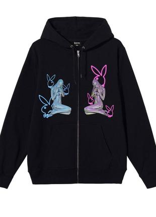 Оверсайз худи толстовка на молнией зоп молнии оверсайз с принтом playboy y2k dollskill demonia killstar