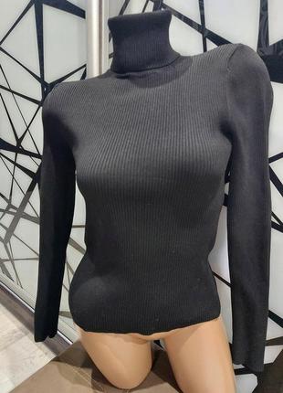 Черный джемпер, гольф в рубчик от dilvib knit, турция, 42-44