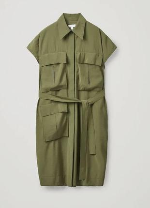 Нова.сукня сорочка cos belted utility dress khaku green оригінал. зі свіжих колекцій  size eur 443 фото