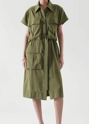 Нова.сукня сорочка cos belted utility dress khaku green оригінал. зі свіжих колекцій  size eur 445 фото