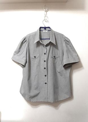 Marks & spencer женская рубашка серая блуза в полоску короткие рукава летняя женская батал 54 56