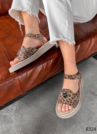 Босоножки женские леопард натуральная замша