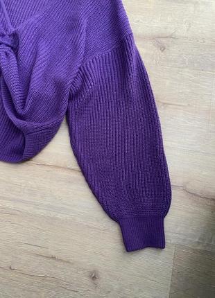 Свитер фиолетовый h&amp;m крупная вязка объемный объемные рукава l3 фото