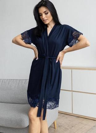 Жіночий віскозний халат хс1201 синій