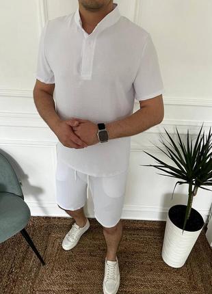 Чоловічій легкий повсякденний літній костюм сорочка + шорти
