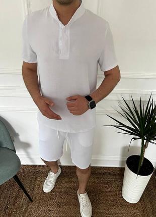 Чоловічій легкий повсякденний літній костюм сорочка + шорти