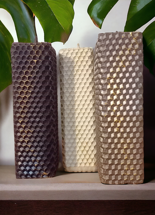 Интерьерные свечи из вощины с поталью